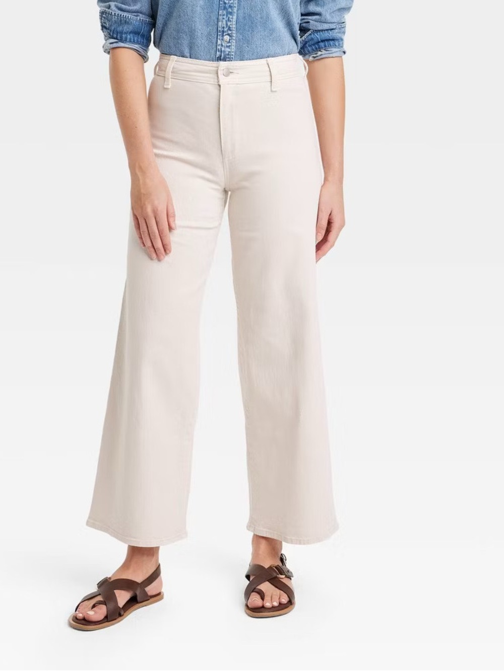NWT Women's High-Rise Sailor Wide Leg Ankle Jeans - Universal Thread Sz 14 khaki